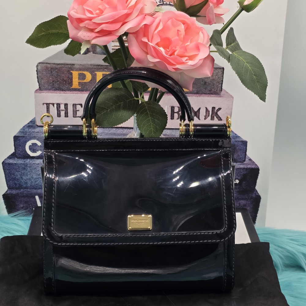Elegant Black Patent Leather Handbag